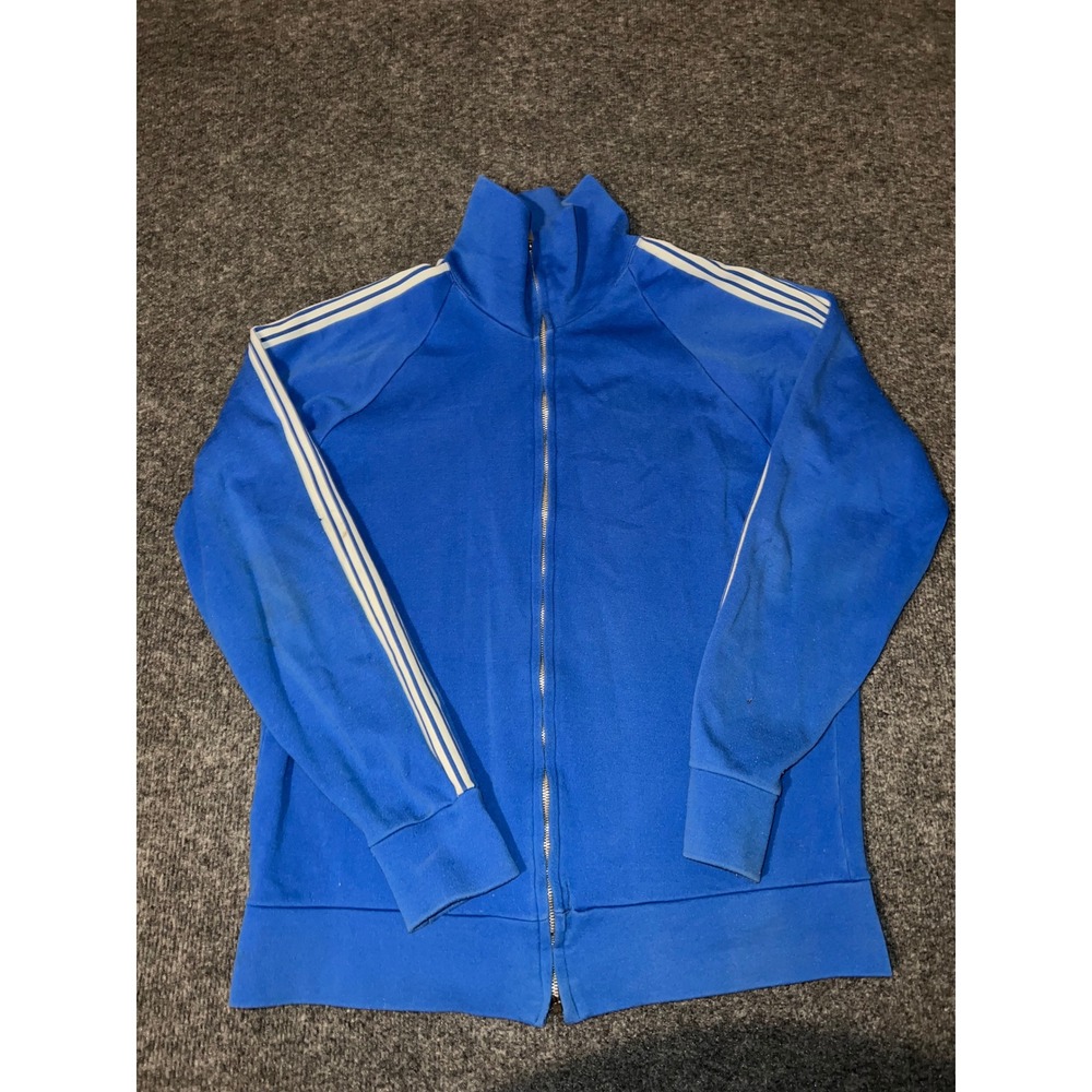 Vintage Topher Blue Track Jacket White Stripes Made in Canada Retro Zip Up